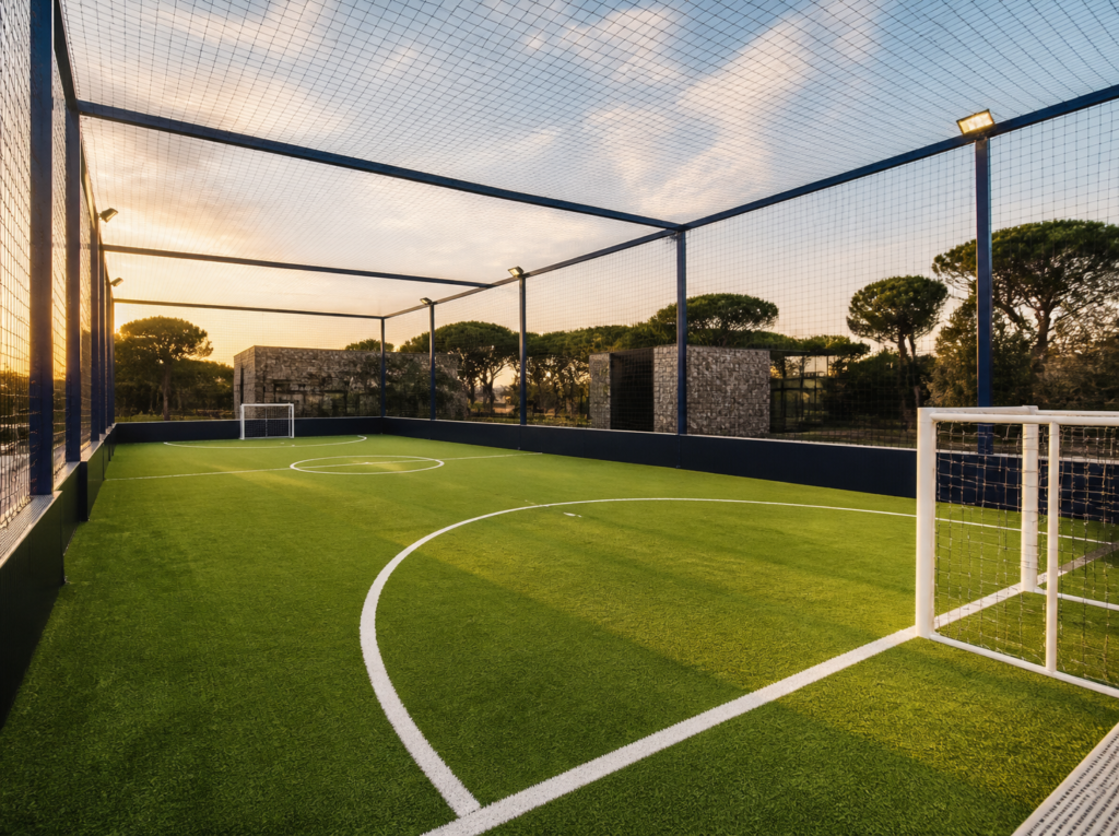 Terrain de foot à 5 sur gazon synthétique (illustration)